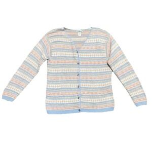 Vintage L.L. Bean Cotton Linen Bland Cardigan Sweater LSF Coastal Grandma L